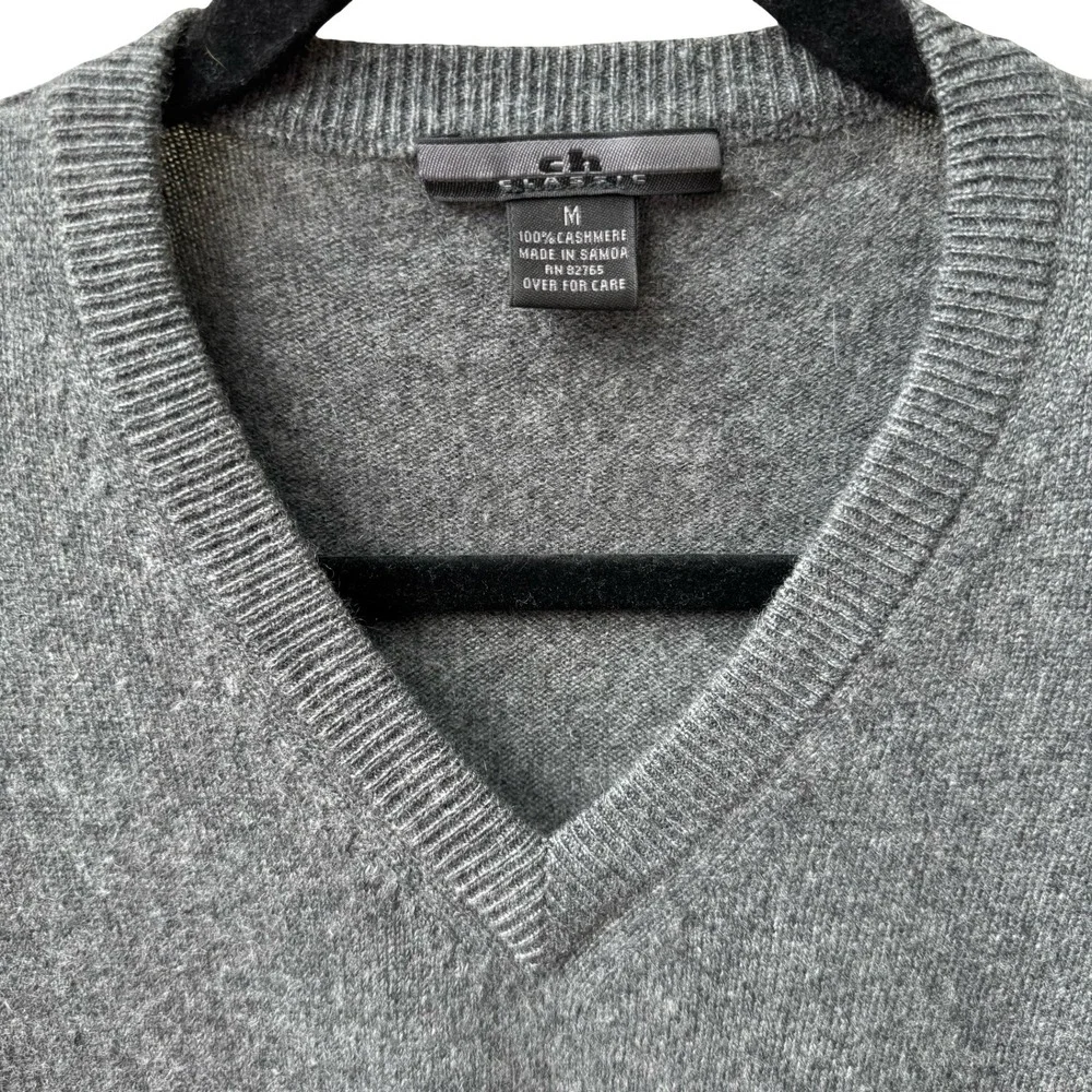 CH Classic 100% Cashmere Quiet Luxury Old Money Preppy Cozy Sweater Mens Gray M